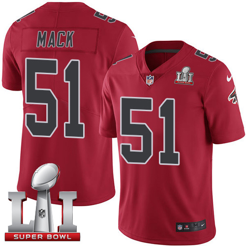 Nike Falcons #51 Alex Mack Red Super Bowl LI 51 Youth Stitched NFL Limited Rush Jersey - Click Image to Close